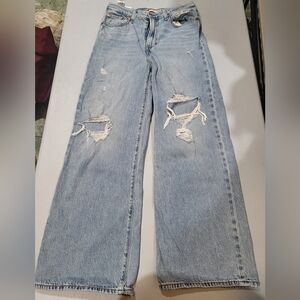 Levi's Light Blue Distressed Wide Leg Jeans